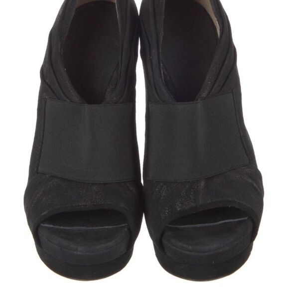 Versace Luxury Black Pleated Peep toe high platform heels Size 5 - Picture 3 of 12